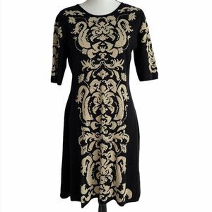 ECI Knit Black/ Metallic Gold Dress